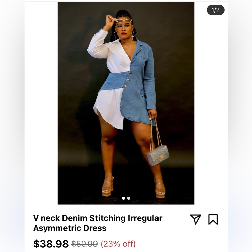 V demin stitching Asymmetrical irregular dress Size M From CoffeePhirst boutique